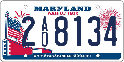 MD license plate 2AO8134