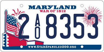 MD license plate 2AO8353