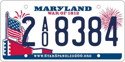 MD license plate 2AO8384