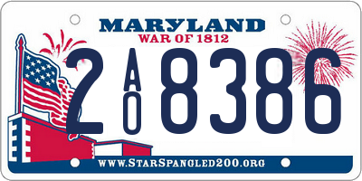 MD license plate 2AO8386