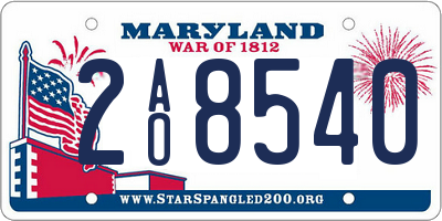 MD license plate 2AO8540