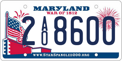 MD license plate 2AO8600