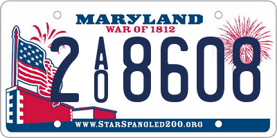 MD license plate 2AO8608