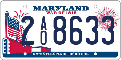 MD license plate 2AO8633