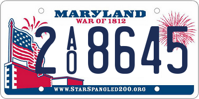 MD license plate 2AO8645