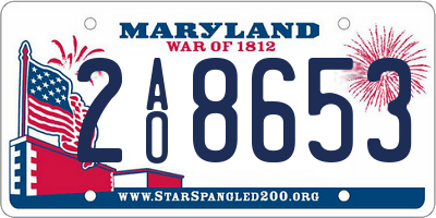 MD license plate 2AO8653