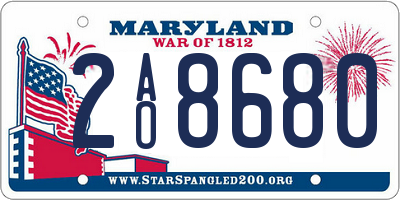 MD license plate 2AO8680