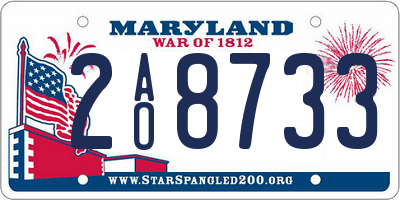 MD license plate 2AO8733