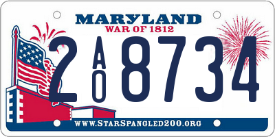 MD license plate 2AO8734