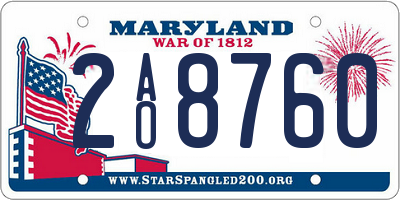 MD license plate 2AO8760