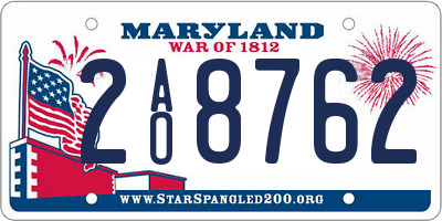 MD license plate 2AO8762