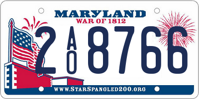 MD license plate 2AO8766