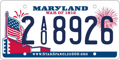 MD license plate 2AO8926