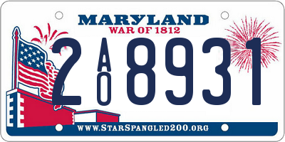 MD license plate 2AO8931