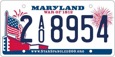 MD license plate 2AO8954