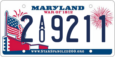 MD license plate 2AO9211