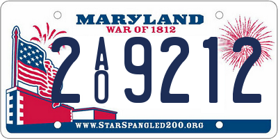 MD license plate 2AO9212