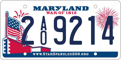 MD license plate 2AO9214