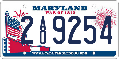 MD license plate 2AO9254