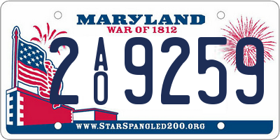 MD license plate 2AO9259