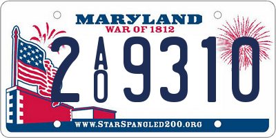 MD license plate 2AO9310