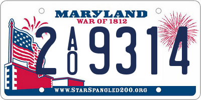 MD license plate 2AO9314