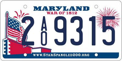 MD license plate 2AO9315