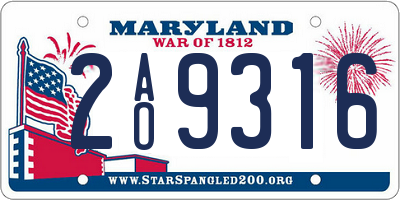 MD license plate 2AO9316