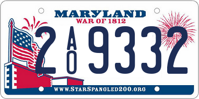 MD license plate 2AO9332