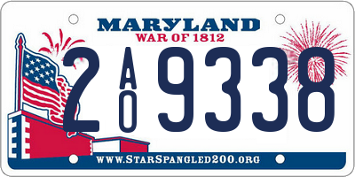 MD license plate 2AO9338