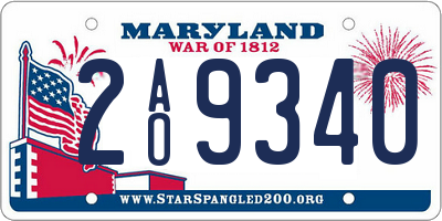 MD license plate 2AO9340