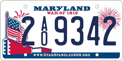 MD license plate 2AO9342