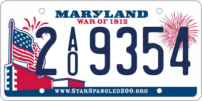 MD license plate 2AO9354