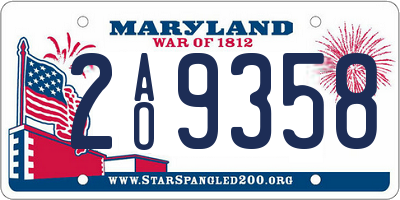 MD license plate 2AO9358