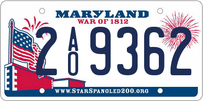 MD license plate 2AO9362
