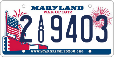 MD license plate 2AO9403