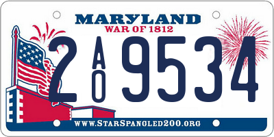 MD license plate 2AO9534
