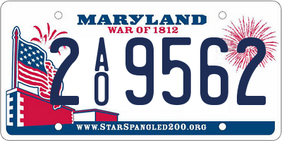 MD license plate 2AO9562