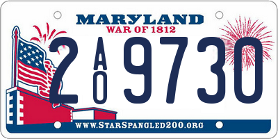 MD license plate 2AO9730