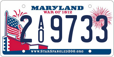 MD license plate 2AO9733