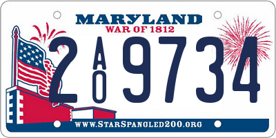 MD license plate 2AO9734