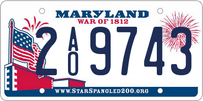 MD license plate 2AO9743