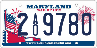 MD license plate 2AO9780