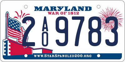 MD license plate 2AO9783