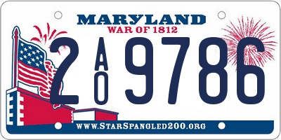 MD license plate 2AO9786