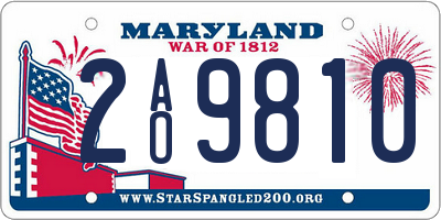 MD license plate 2AO9810