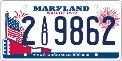 MD license plate 2AO9862