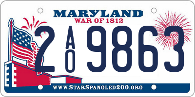 MD license plate 2AO9863