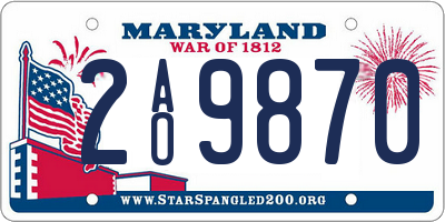 MD license plate 2AO9870
