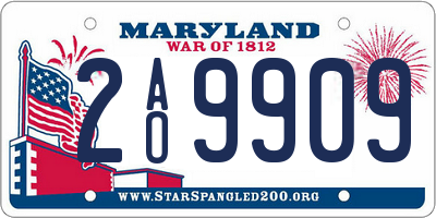 MD license plate 2AO9909